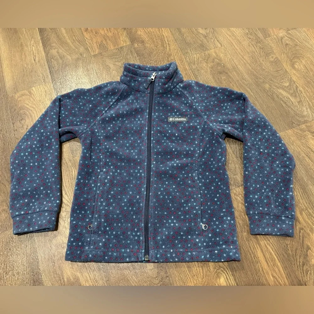 Columbia Benton Springs II Printed Fleece - Youth Size Small 7/8 Blue polka dot